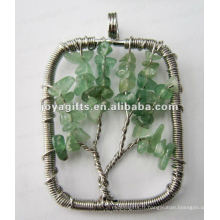 Green Aventurine Chip Stone Beads Pendentif arbre chanceux